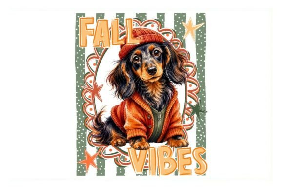 Download Fall Vibes Dachshund Dog Illustration - Vibe Collection