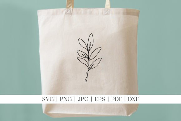 Download Leaf Line Art | Rounded Leaves on Stem - Leaf line art Collection