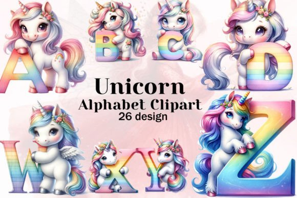 Download Cute Unicorn Alphabet Clipart PNG - Alphabet Collection