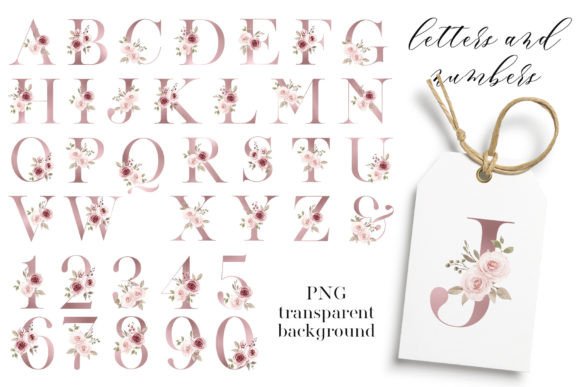 Download Pink Letters, Numbers. Floral alphabet. - Alphabet Collection
