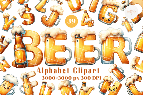 Download A-Z Beer Themed Alphabet Clipart - Craft - Alphabet Collection