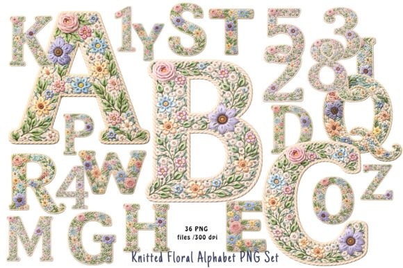 Download Knitted Floral Alphabet PNG Set - Alphabet Collection