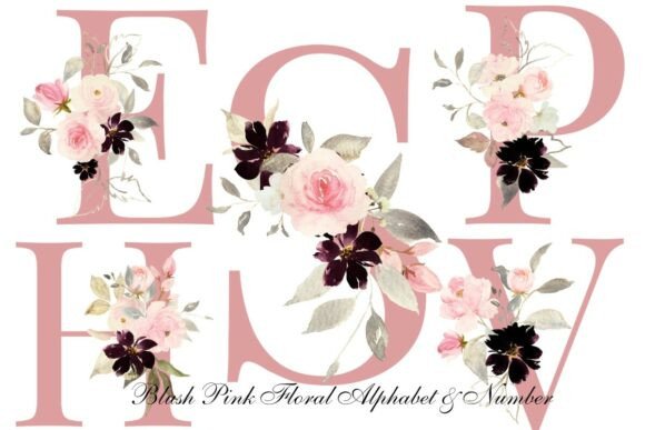 Download Blush Pink Floral Alphabet &amp; Number PNG - Alphabet Collection