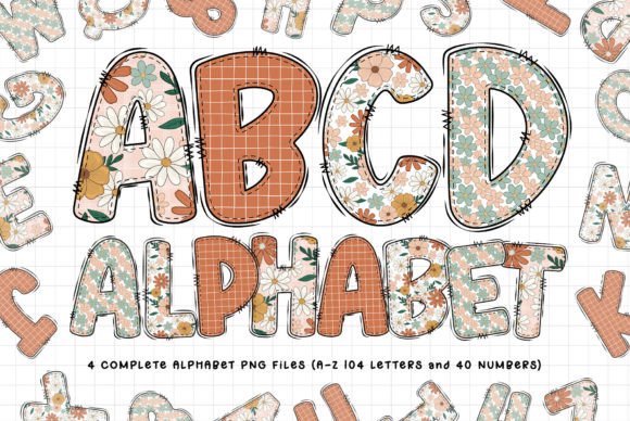 Download Retro Summer Floral Alphabet Sublimation - Alphabet Collection