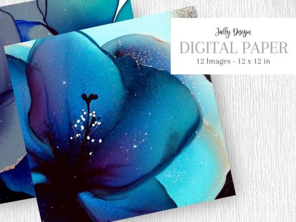 Download Navy Blue Alcohol Ink Flower &amp; Glitter - Premium Bundle